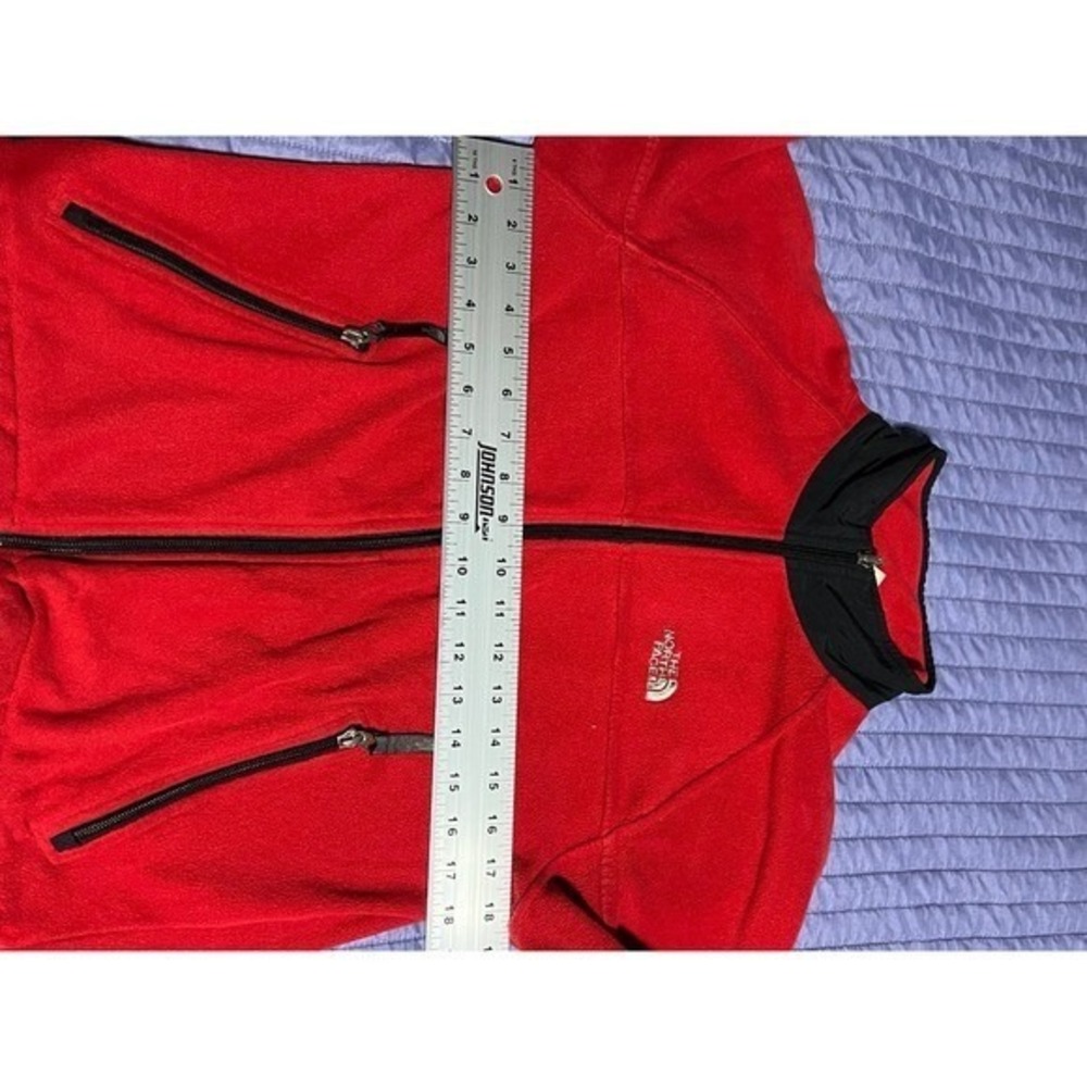 The North Face Youth Red Full Zip Fleece Jacket Mock Neck Size Medium M/M - Picture 5 of 12